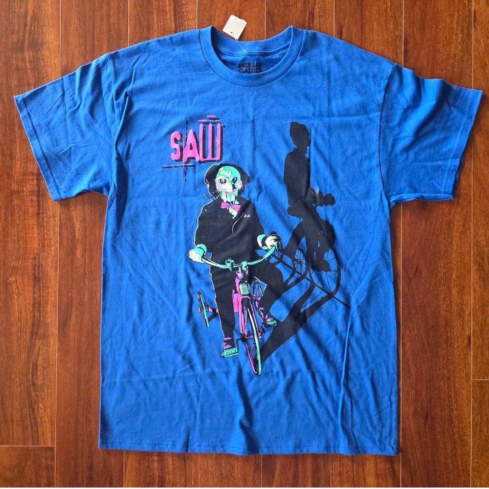 American Classics Saw Movie Billy the Puppet Graphic Tee Blue Mens Large L